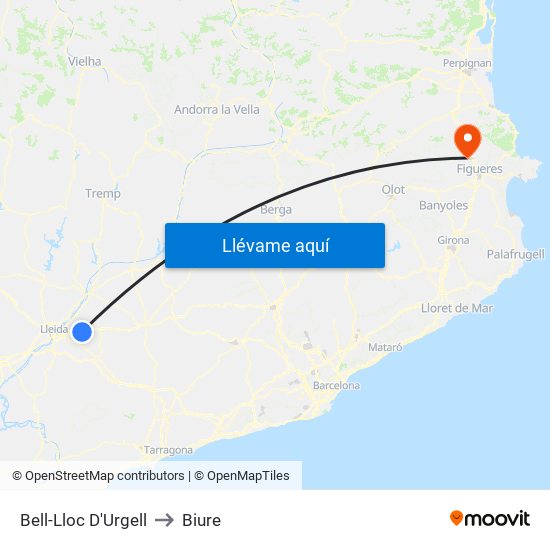 Bell-Lloc D'Urgell to Biure map