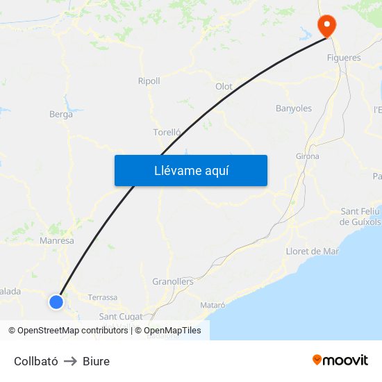 Collbató to Biure map