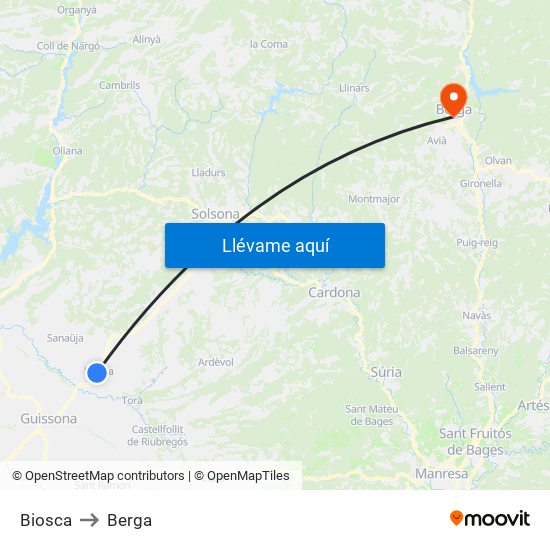 Biosca to Berga map