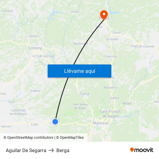 Aguilar De Segarra to Berga map