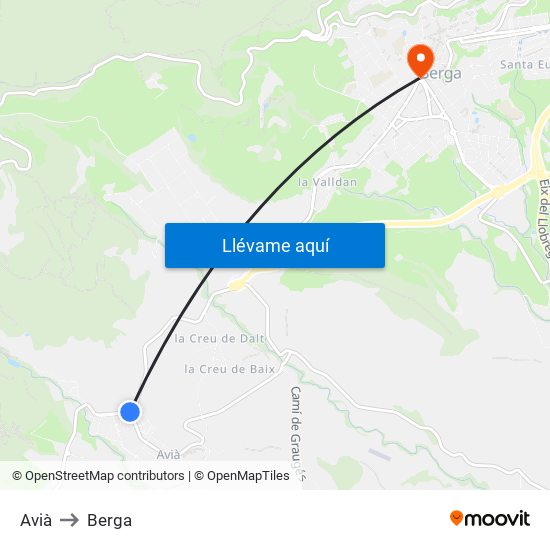 Avià to Berga map