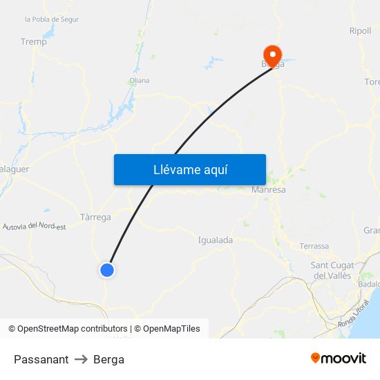 Passanant to Berga map