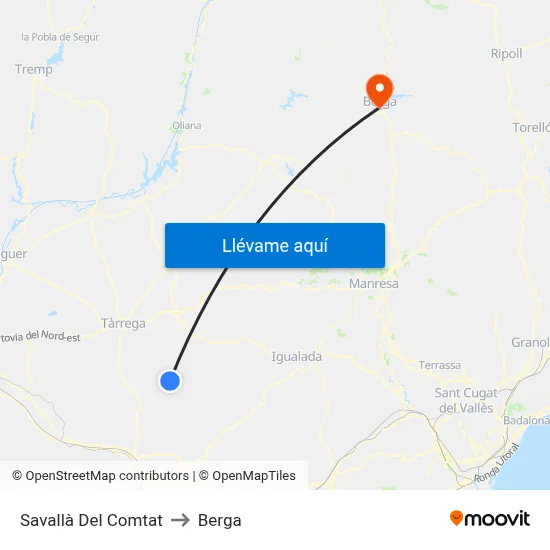 Savallà Del Comtat to Berga map