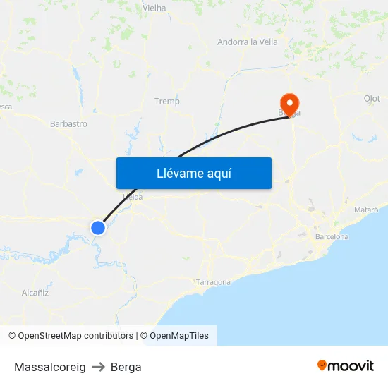 Massalcoreig to Berga map
