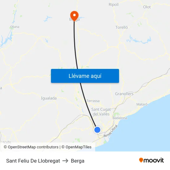 Sant Feliu De Llobregat to Berga map
