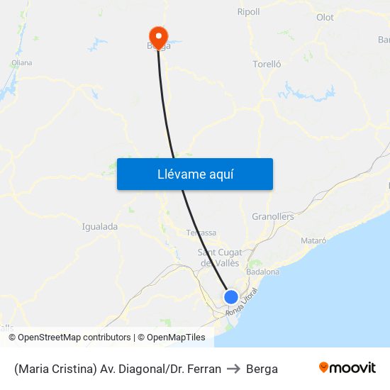 (Maria Cristina) Av. Diagonal/Dr. Ferran to Berga map