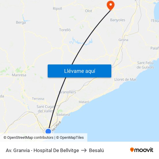 Av. Granvia - Hospital De Bellvitge to Besalú map