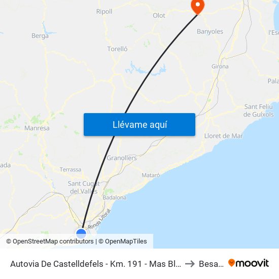 Autovia De Castelldefels - Km. 191 - Mas Blau to Besalú map