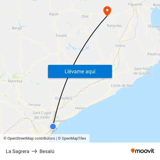 La Sagrera to Besalú map