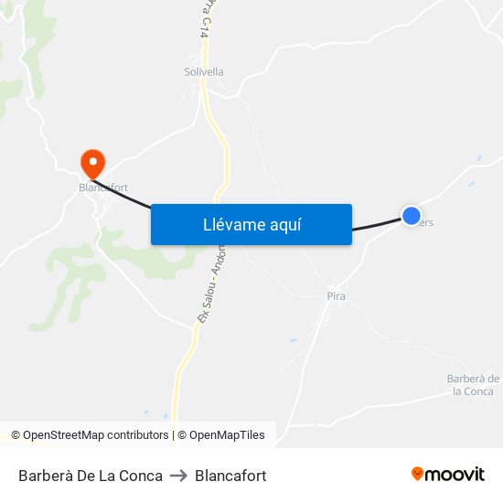 Barberà De La Conca to Blancafort map