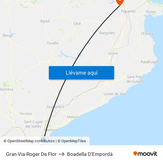 Gran Via-Roger De Flor to Boadella D'Empordà map