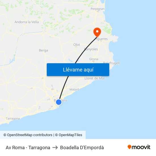 Av Roma - Tarragona to Boadella D'Empordà map