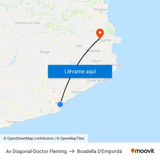Av Diagonal-Doctor Fleming to Boadella D'Empordà map