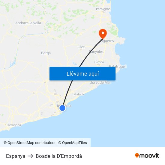 Espanya to Boadella D'Empordà map