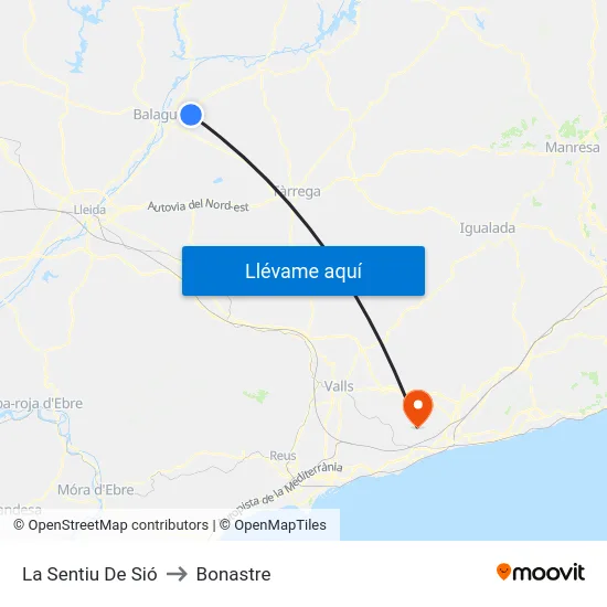 La Sentiu De Sió to Bonastre map