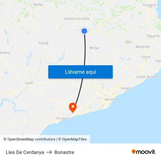 Lles De Cerdanya to Bonastre map