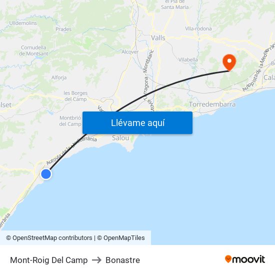 Mont-Roig Del Camp to Bonastre map