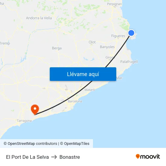 El Port De La Selva to Bonastre map