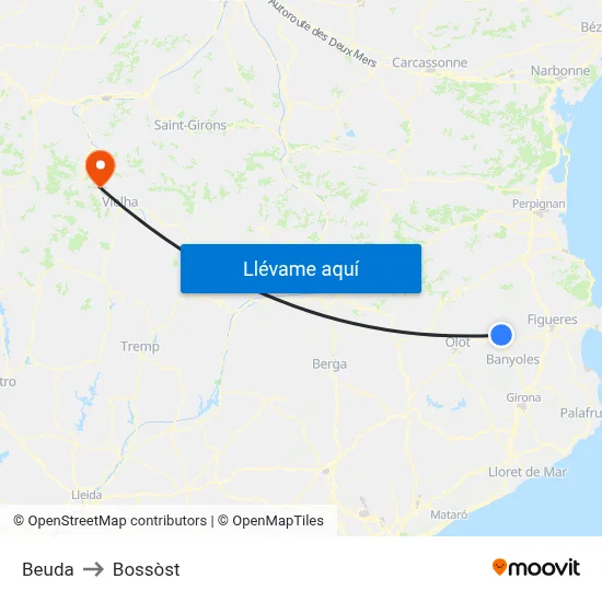 Beuda to Bossòst map