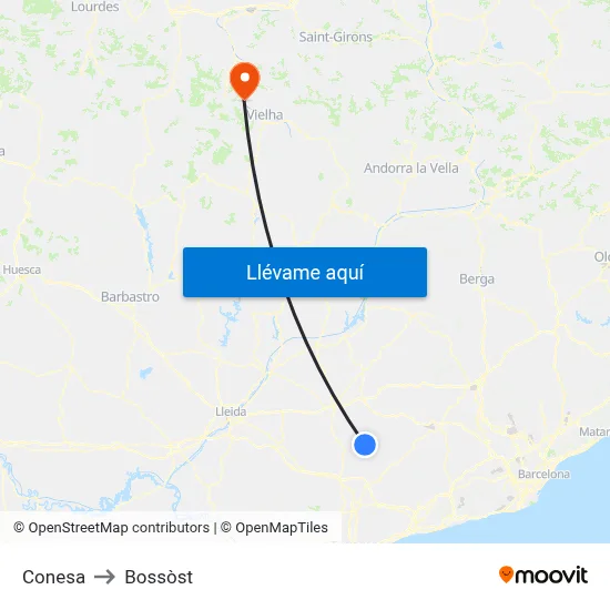 Conesa to Bossòst map