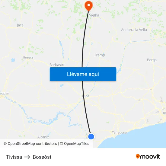Tivissa to Bossòst map