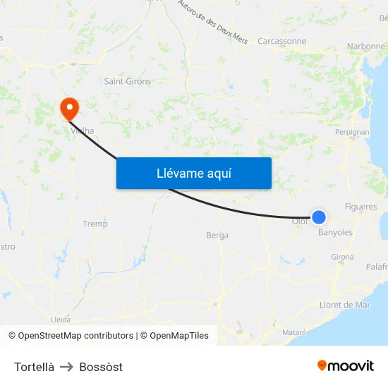 Tortellà to Bossòst map