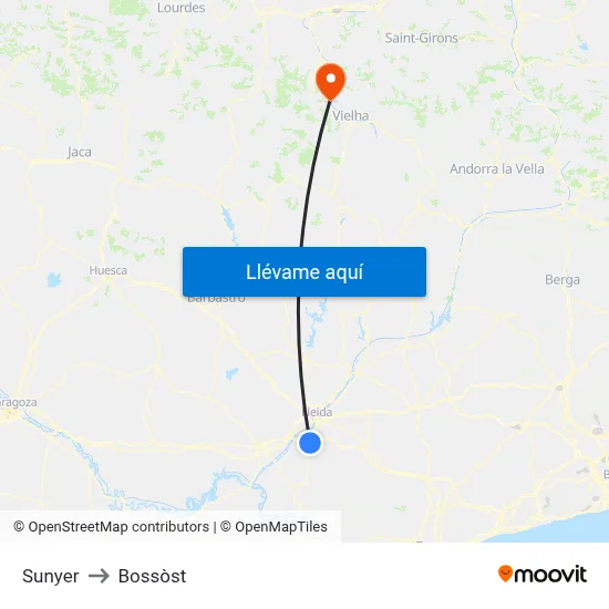 Sunyer to Bossòst map