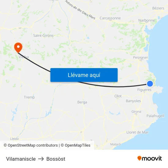 Vilamaniscle to Bossòst map