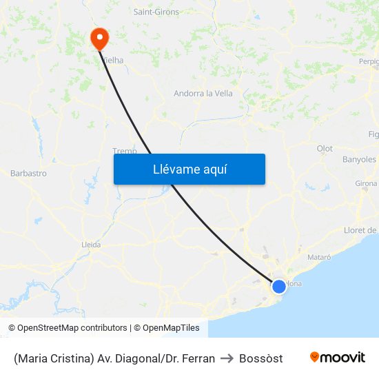 (Maria Cristina) Av. Diagonal/Dr. Ferran to Bossòst map