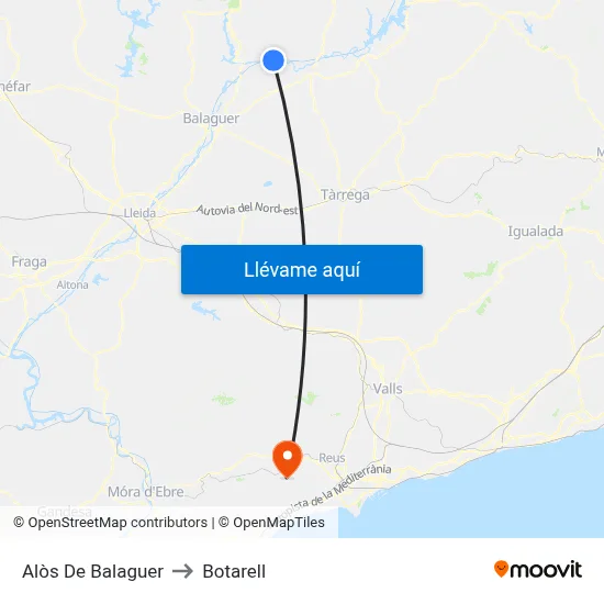 Alòs De Balaguer to Botarell map
