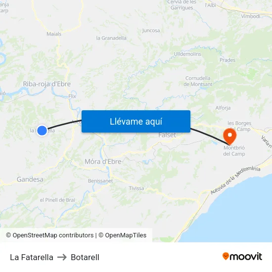 La Fatarella to Botarell map
