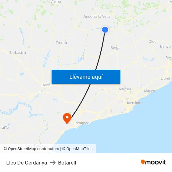 Lles De Cerdanya to Botarell map