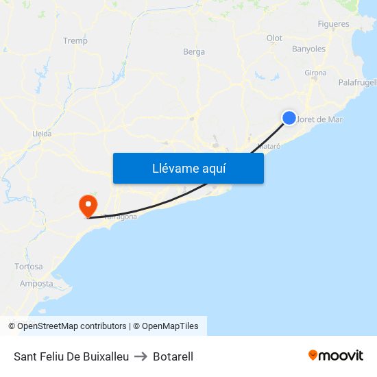Sant Feliu De Buixalleu to Botarell map