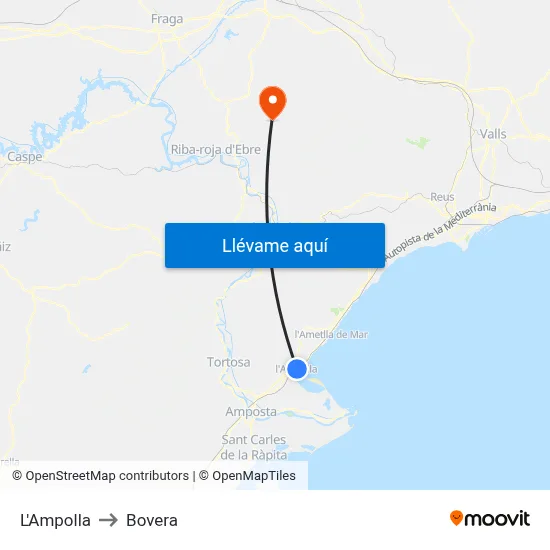 L'Ampolla to Bovera map