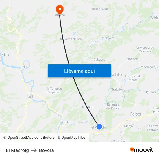 El Masroig to Bovera map