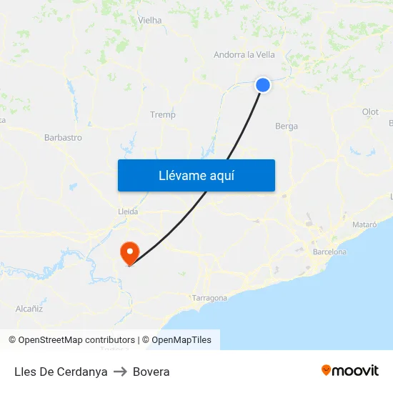 Lles De Cerdanya to Bovera map