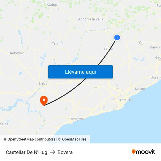 Castellar De N'Hug to Bovera map