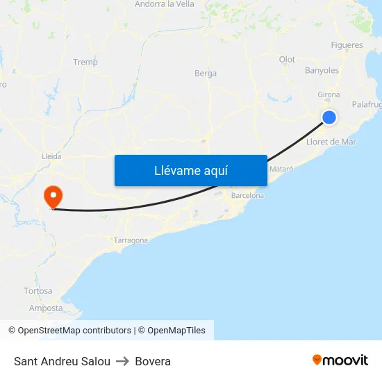 Sant Andreu Salou to Bovera map