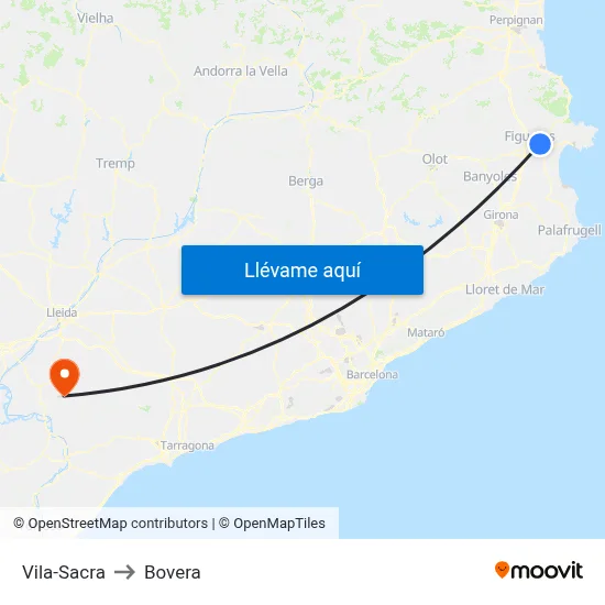 Vila-Sacra to Bovera map