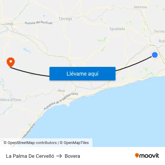 La Palma De Cervelló to Bovera map