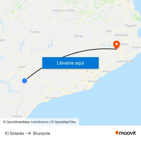 El Soleràs to Brunyola map