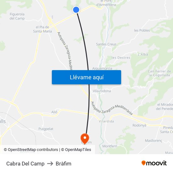 Cabra Del Camp to Bràfim map