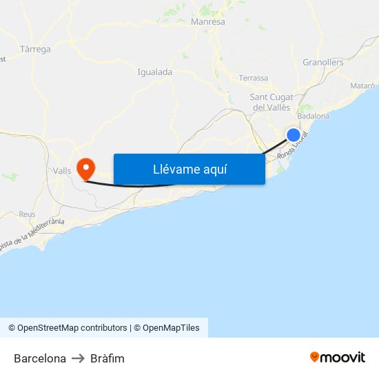 Barcelona to Bràfim map