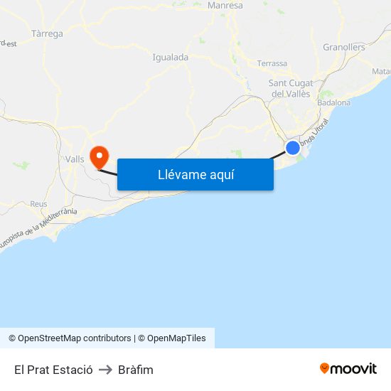 El Prat Estació to Bràfim map