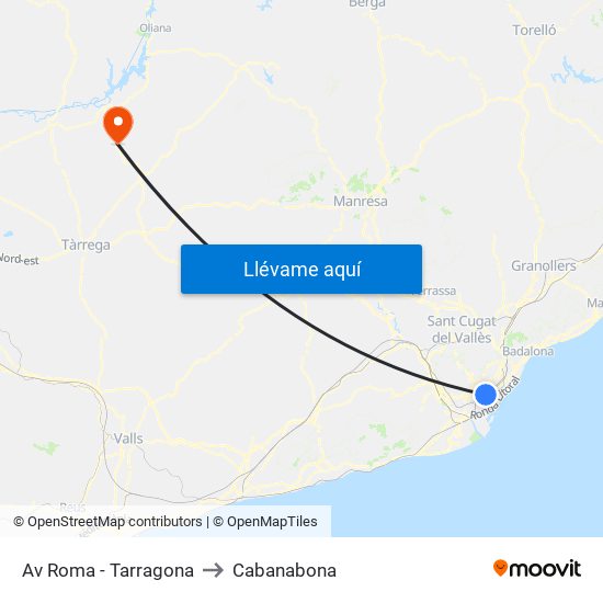 Av Roma - Tarragona to Cabanabona map