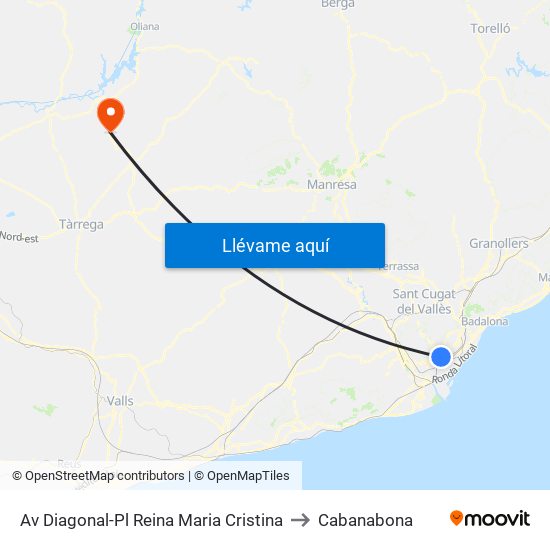 Av Diagonal-Pl Reina Maria Cristina to Cabanabona map