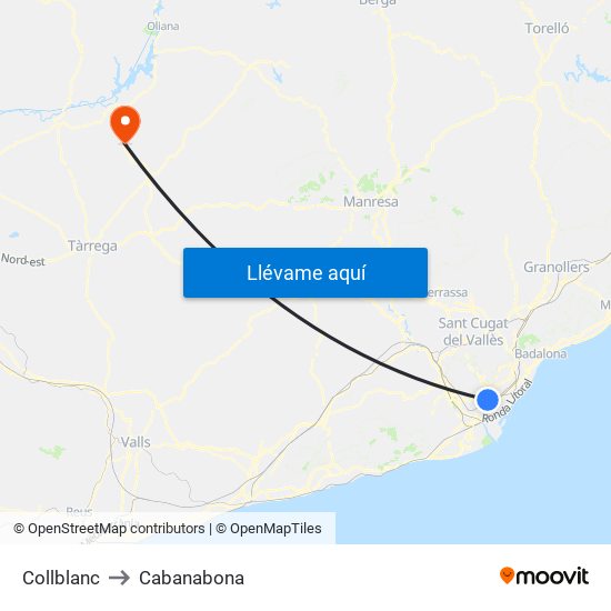 Collblanc to Cabanabona map