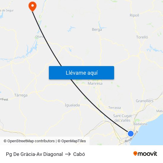 Pg De Gràcia-Av Diagonal to Cabó map