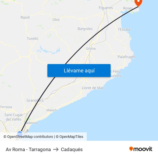 Av Roma - Tarragona to Cadaqués map
