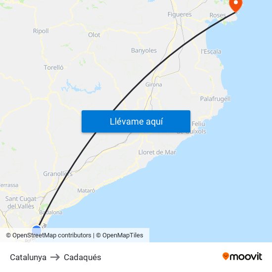 Catalunya to Cadaqués map
